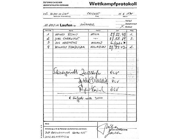 ÖLV-Wettkampfprotokoll vom 11. Juni 1978 - Danke an Reinhard Uhlich