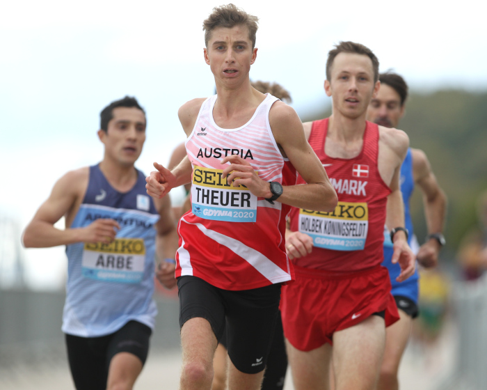 Timon Theuer bei der Halbmarathon-WM 2020 in Polen. Bild: ÖLV / Jean-Pierre Durand