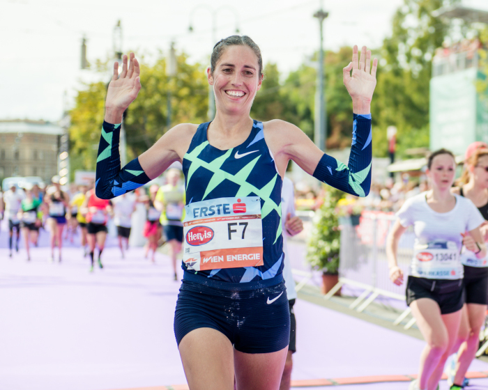Fabienne Schlumpf beim Vienna City Marathon 2021. Bild: VCM / Jenia Symonds