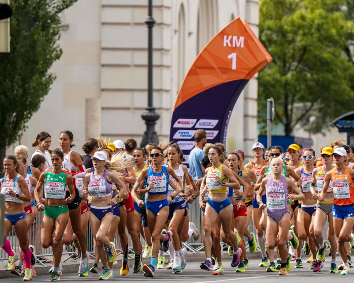 Das Frauenfeld beim EM-Marathon in München. Foto: Thomas Niedermüller/Munich 2022