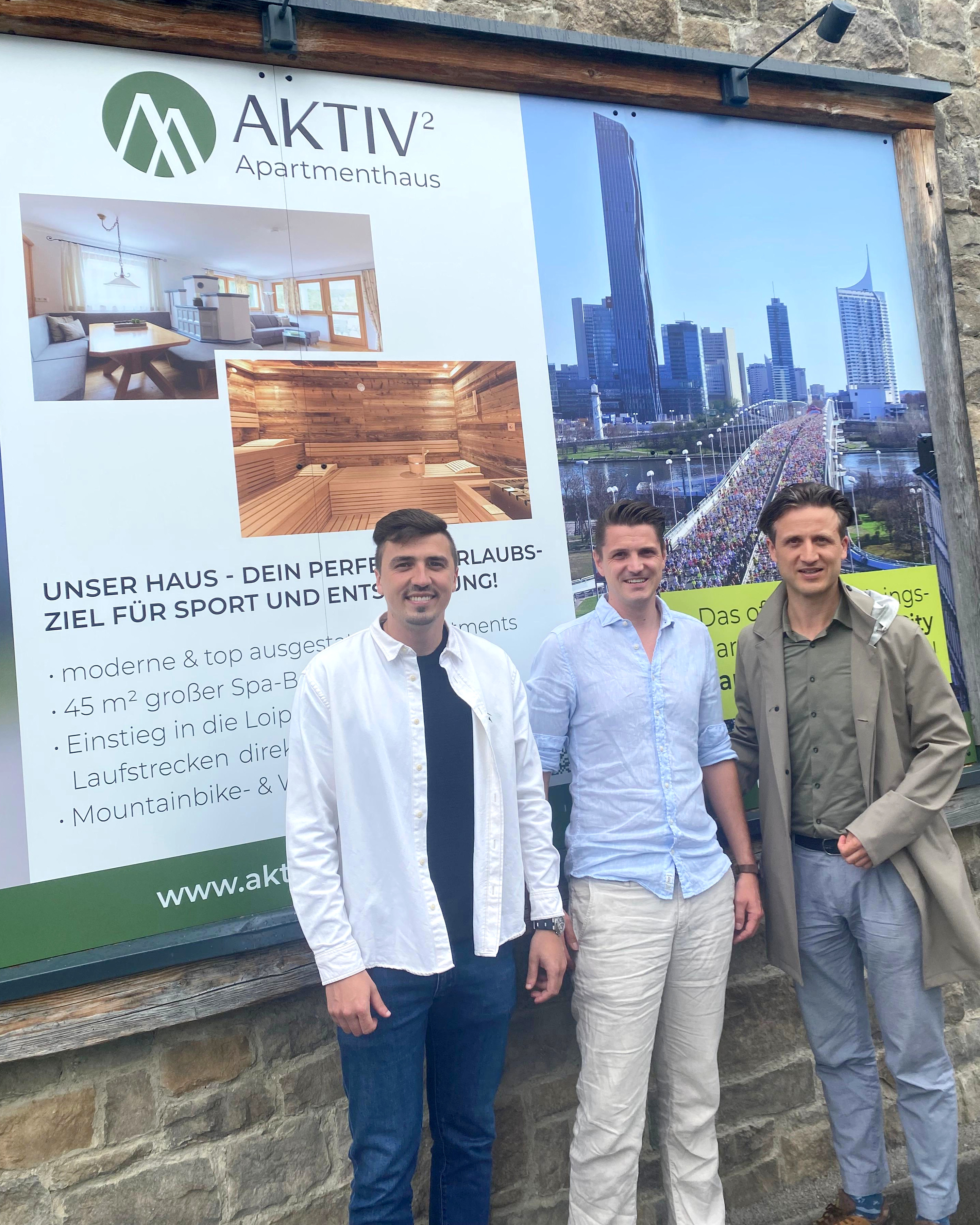 Phillip Fellner (Geschäftsführer Peakstay GmbH), Dominik Konrad (GF VCM Group), Elias Walser (GF Seefeld Tourismus)